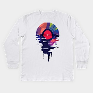 Music Record Sunset Popart Kids Long Sleeve T-Shirt